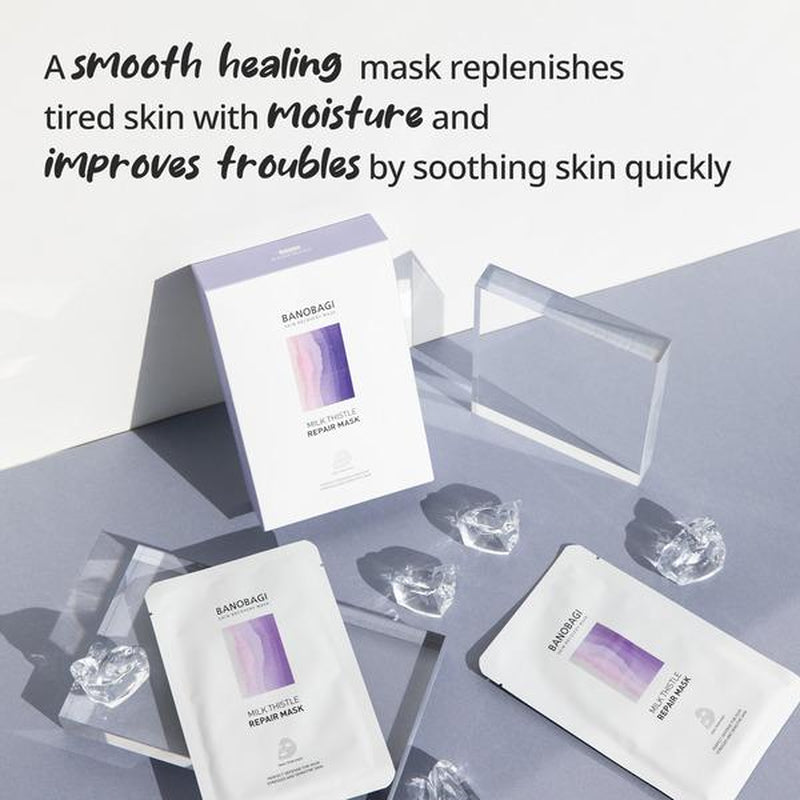 BANOBAGI Milk Thistle Repair Mask Face - Official Product Moisturizing Face Maskcopper Tri-Peptide & Burdock Root Extract (10 Sheets, 1.01 Fl Oz)