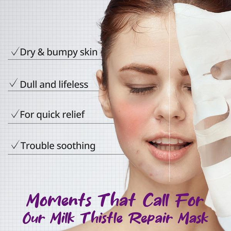 BANOBAGI Milk Thistle Repair Mask Face - Official Product Moisturizing Face Maskcopper Tri-Peptide & Burdock Root Extract (10 Sheets, 1.01 Fl Oz)