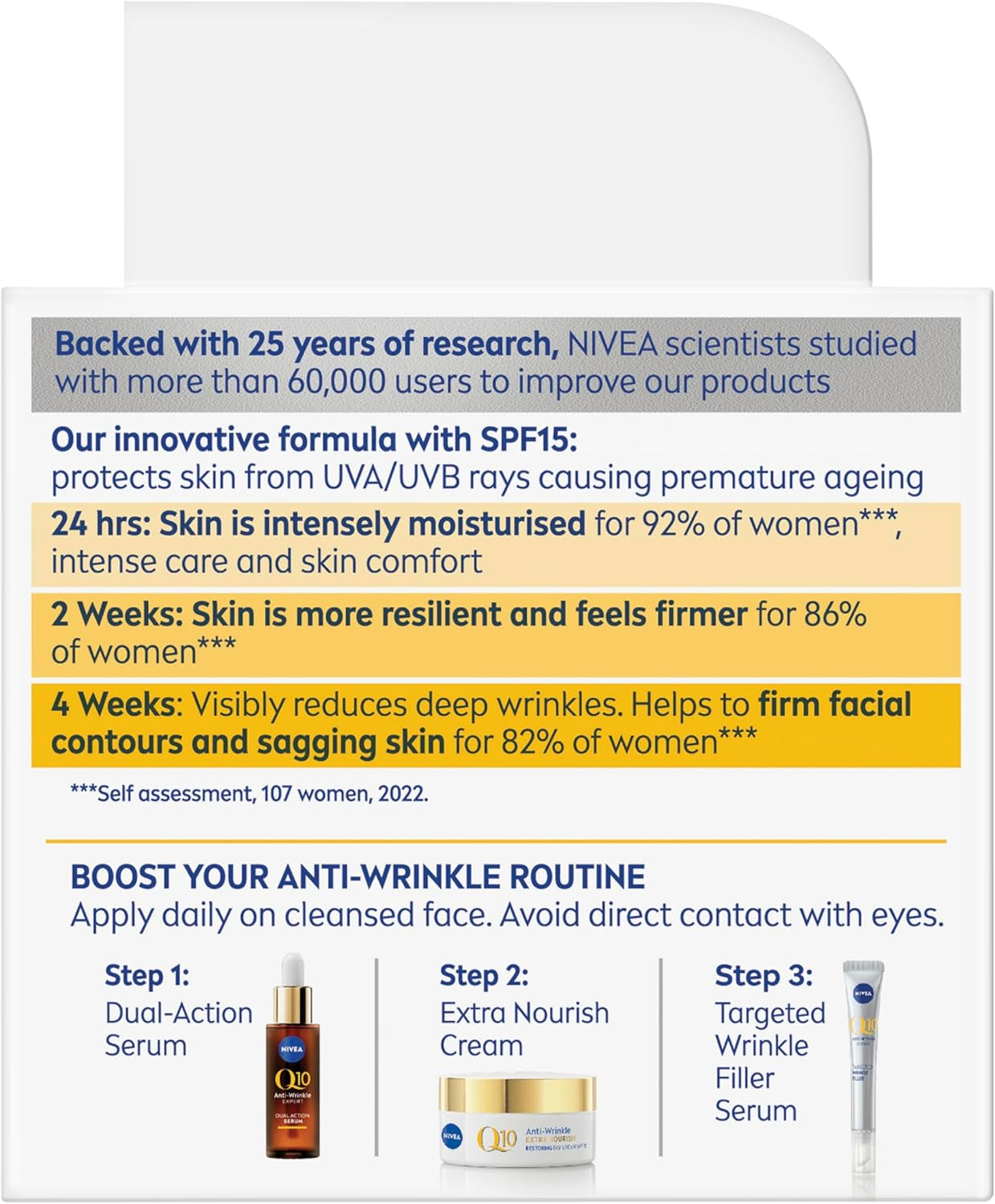 Q10 Anti-Wrinkle Nourishing Day Cream SPF 15 50Ml | Anti-Ageing Face Moisturiser | with Q10 & Argan Oil | Lasting 24-Hour Nourishment | Firms Skin | Reduces Signs of Aging