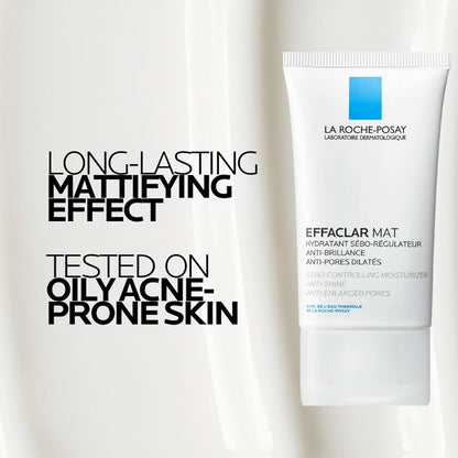 La Roche-Posay Anti-Acne Moisturiser, Anti-Shine, Anti-Enlarged Pores, Sebo-Controling Moisturiser, Effaclar Mat, 40Ml