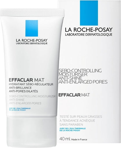 La Roche-Posay Anti-Acne Moisturiser, Anti-Shine, Anti-Enlarged Pores, Sebo-Controling Moisturiser, Effaclar Mat, 40Ml
