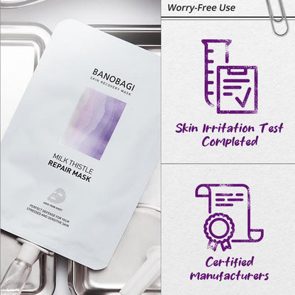 BANOBAGI Milk Thistle Repair Mask Face - Official Product Moisturizing Face Maskcopper Tri-Peptide & Burdock Root Extract (10 Sheets, 1.01 Fl Oz)